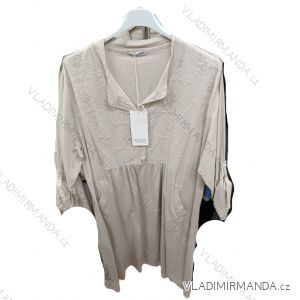 Šaty košeľové 3/4 dlhý rukáv dámske nadrozmer (42/44/46 ONE SIZE) TALIANSKA MÓDA IMSM26065