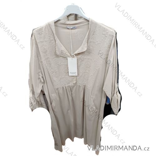 Šaty košeľové 3/4 dlhý rukáv dámske nadrozmer (42/44/46 ONE SIZE) TALIANSKA MÓDA IMSM26065