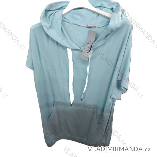 Šaty mikinové s kapucňou krátky rukáv dámske (S/M/L ONE SIZE) TALIANSKA MÓDA IMSM26068