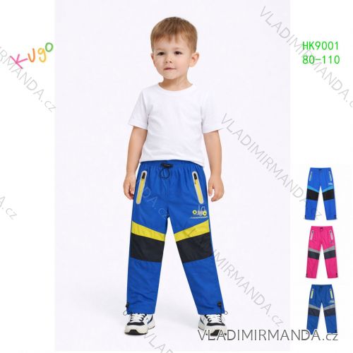 Nohavice šusťákové podšité bavlnou dojčenské až detské dievčenské a chlapčenské (80-110) KUGO HK9001