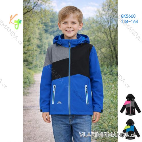 Bunda slabá s kapucňou dlhý rukáv dorast dievčenské a chlapčenská (134-164) KUGO QK5660