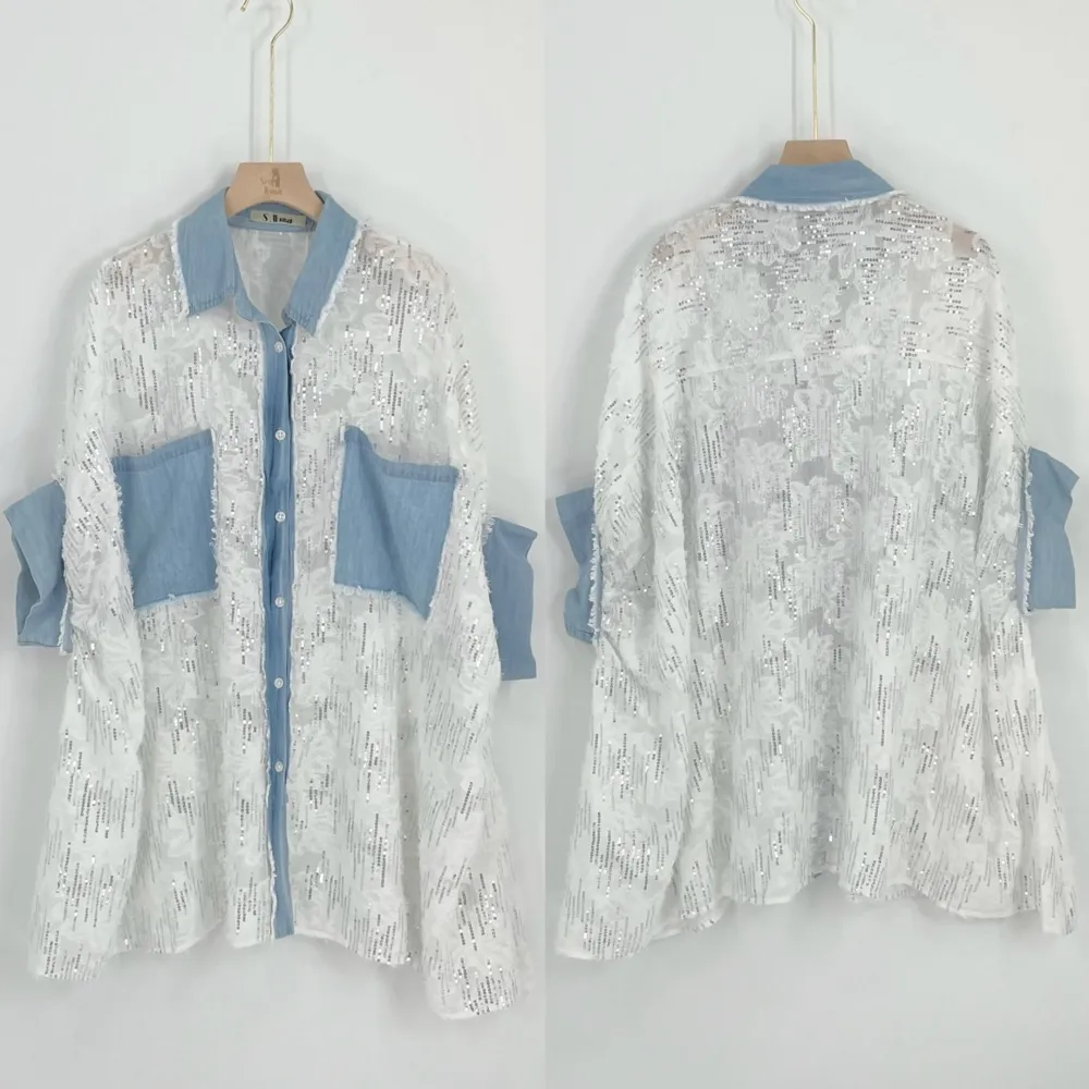 Košile prodloužená krajková krátký rukáv dámská (S/M - L/XL) IMPSW26SW5088