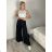 Nohavice s páskem dlhé elegantné dámske (S/M/L ONE SIZE) TALIANSKA MÓDA IMWKH26981/DUR S/M/L čierna