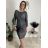 Šaty elegantné trblietavé dlhý rukáv dámske (S/M/L ONE SIZE) TALIANSKA MÓDA IMD251000/DR strieborná S/M/L