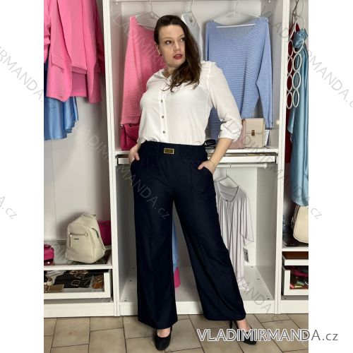 Nohavice dlhé elegantné dámske nadrozmer (S/M-M/L-XL/2XL) MIEGO MIE2511050/DUR S / M čierna