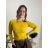 Svetr upletový dlhý rukáv dámske EXTRA ME (S/M ONE SIZE) TALIANSKA MóDA IMM23M5801/DUR žlutá hořčicová S/M/L