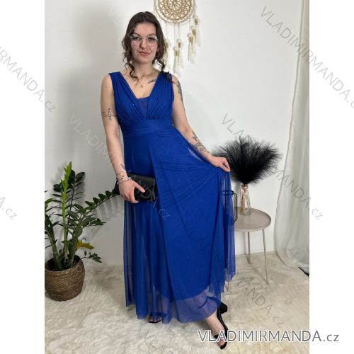 Šaty dlhé spoločenské tylové bez rukávov dámske BEATRICE (S/M/L ONE SIZE) TALIANSKA MÓDA IMWKH26608