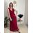 Šaty dlhé spoločenské tylové bez rukávov dámske BEATRICE (S/M/L ONE SIZE) TALIANSKA MÓDA IMWKH26608/DUR tmavo červená S/M/L
