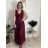 Šaty dlhé spoločenské tylové bez rukávov dámske BEATRICE (S/M/L ONE SIZE) TALIANSKA MÓDA IMWKH26608/DUR tmavo červená S/M/L
