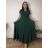 Šaty elegantný krátky rukáv dámske nadrozmer (40/42/44 ONE SIZE) TALIANSKA MÓDA IMSM26056/DR  tmavo smaragdová
