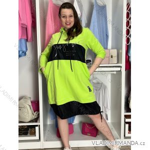 Šaty mikinové s kapucňou dlhý rukáv dámske nadrozmer (40/42/44 ONE SIZE) TALIANSKA MÓDA IMSM261116/DU