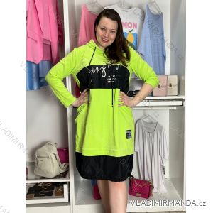 Šaty mikinové s kapucňou dlhý rukáv dámske nadrozmer (40/42/44 ONE SIZE) TALIANSKA MÓDA IMSM261116