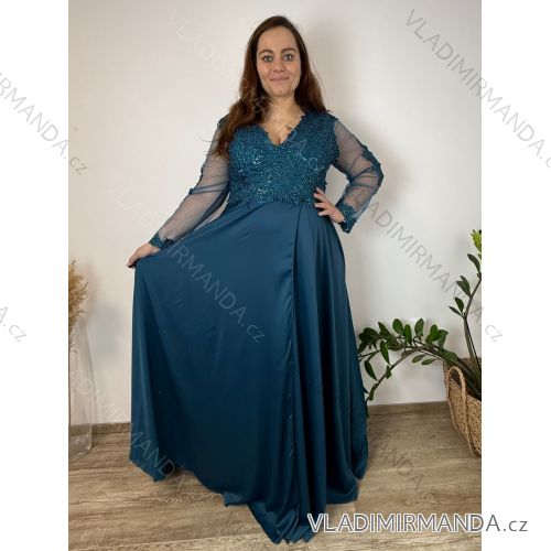 Šaty dlouhé elegantné spoločenské, dlouhý rukáv dámske nadrozměr (4XL-6XL) TALIANSKA MÓDA FMPCH265006