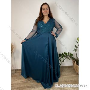 Šaty dlouhé elegantné spoločenské, dlouhý rukáv dámske nadrozměr (4XL-6XL) TALIANSKA MÓDA FMPCH269390/DR