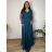 Šaty dlouhé elegantné spoločenské, dlouhý rukáv dámske nadrozměr (4XL-6XL) TALIANSKA MÓDA FMPCH269390/DR 5XL modrá petrolejová