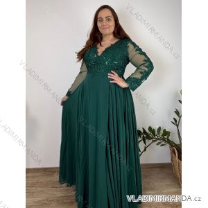 Šaty dlouhé elegantné spoločenské, dlouhý rukáv dámske nadrozměr (4XL-6XL) TALIANSKA MÓDA FMPCH269391/DR