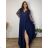 Šaty dlouhé elegantné spoločenské, dlouhý rukáv dámske nadrozměr (4XL-6XL) TALIANSKA MÓDA FMPCH269391/DR 6XL tmavo modrá