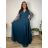 Šaty dlouhé elegantné spoločenské, dlouhý rukáv dámske nadrozměr (4XL-6XL) TALIANSKA MÓDA FMPCH269390/DR 5XL modrá petrolejová