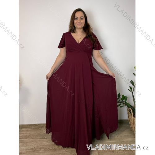 Šaty elegantné spoločenské, dlouhé dámske nadrozměr (XL-3XL) TALIANSKA MÓDA FMPCH265006/DR 3XL vínová