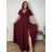 Šaty elegantné spoločenské, dlouhé dámske nadrozměr (XL-3XL) TALIANSKA MÓDA FMPCH265006/DR 3XL vínová