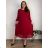Šaty dlhé skladané dlouhý rukáv dámske nadrozmer AIRA (48/50/52 ONE SIZE) TALIANSKA MÓDA IMWHA261111/DUR  vínová