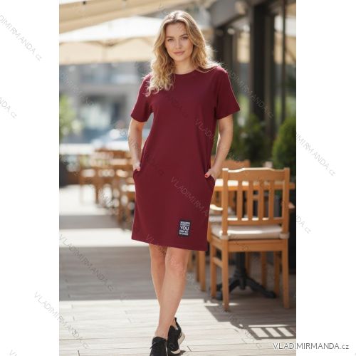 Šaty klasik s nášivkou krátky rukáv dámske (XL/2XL/3XL ONE SIZE) TALIANSKA MÓDA IMD23378