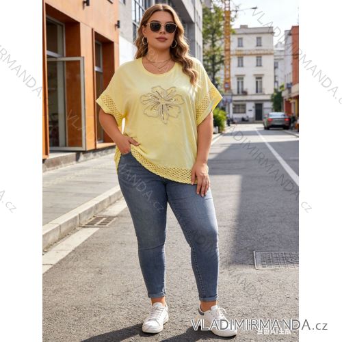 Tričko krátky rukáv dámske nadrozmer (54/56/58 ONE SIZE) TALIANSKA MÓDA IM426086