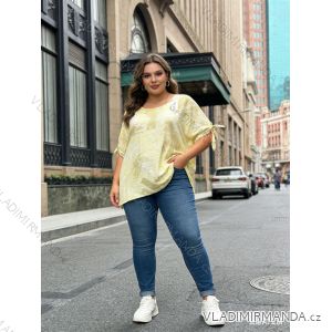 Tričko krátky rukáv dámske nadrozmer (54/56/58 ONE SIZE) TALIANSKA MÓDA IM426087