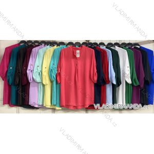 Tunika košeľová 3/4 dlhý rukáv dámska nadrozmer (50/52/54 ONE SIZE) TALIANSKA MÓDA IMC26021