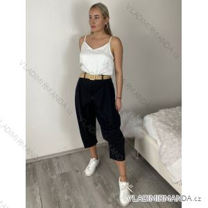 Nohavice elegantné s opaskom dámske (S/M/L ONE SIZE) TALIANSKA MÓDA IMSM26012/DR