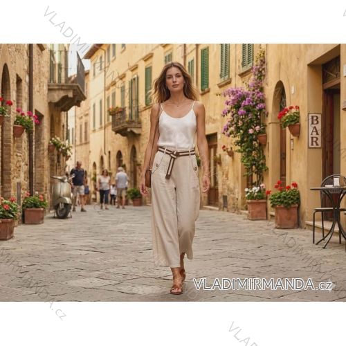 Nohavice volnočasové s opaskom dámske (S/M/L ONE SIZE) TALIANSKA MÓDA IMSM261119