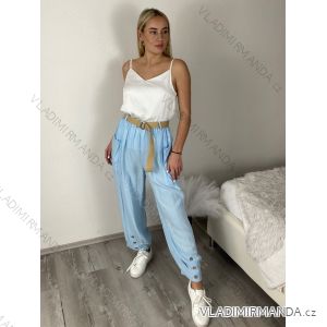 Nohavice volnočasové s opaskom dámske INNA (S/M/L ONE SIZE) TALIANSKA MÓDA IMSM261124/DR