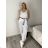 Nohavice volnočasové s opaskom dámske ANNA (S/M/L ONE SIZE) TALIANSKA MÓDA IMSM261125/DR S/M/L biela