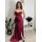 Šaty elegantní společenské na ramienka dámske (S/M ONE SIZE) TALIANSKA MÓDA FMPCH26M-5050/DUR S vínová