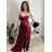 Šaty elegantní společenské na ramienka dámske (S/M ONE SIZE) TALIANSKA MÓDA FMPCH26M-5050/DUR S vínová