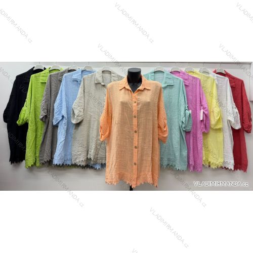 Košeľa predĺžená letná 3/4 dlhý rukáv dámska nadrozmer (54/56/58 ONE SIZE) TALIANSKA MÓDA IM426090
