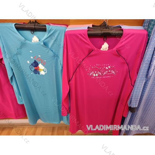 Košeľa nočná materská dojčiaca dlhý rukáv dámska nadrozmer (M-3XL) N-FEEL NFL26001