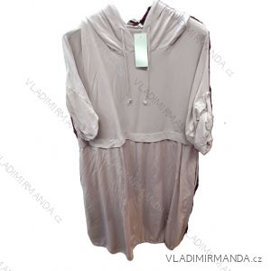 Šaty mikinové s kapucňou 3/4 dlhý rukáv dámske nadrozmer (42/44/46 ONE SIZE) TALIANSKA MÓDA IMSM26087