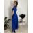 Šaty dlhé spoločenské tylové krátky rukáv dámske (XS/S/M ONE SIZE) TALIANSKA MÓDA IMWKH251238/DUR modrá kráľovská XS/S/M