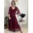 Šaty spoločenské dlhé tylové dlhý rukáv dámske (S/M/L ONE SIZE) TALIANSKA MÓDA IMWMY26658/DUR vínová S/M/L