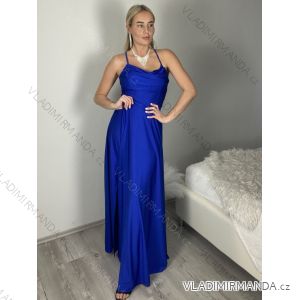 Šaty dlhé spoločenské saténové na ramienka dámske LAJLA (S/M/L ONE SIZE) TALIANSKA MÓDA IM42611118/DU