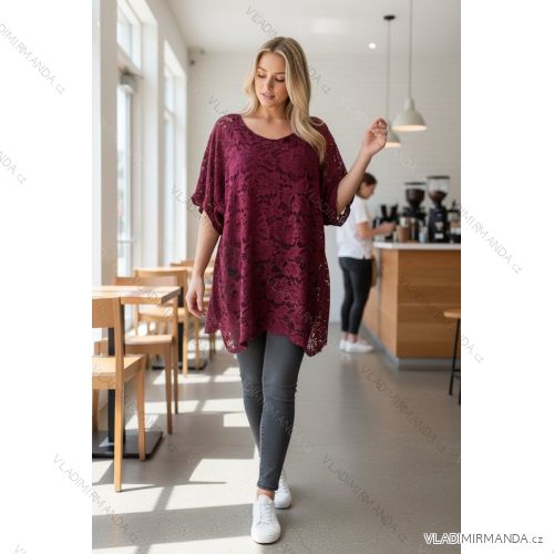Tunika čipková krátky rukáv dámska nadrozmer (52/54/56 ONE SIZE) TALIANSKA MÓDA IMD26012
