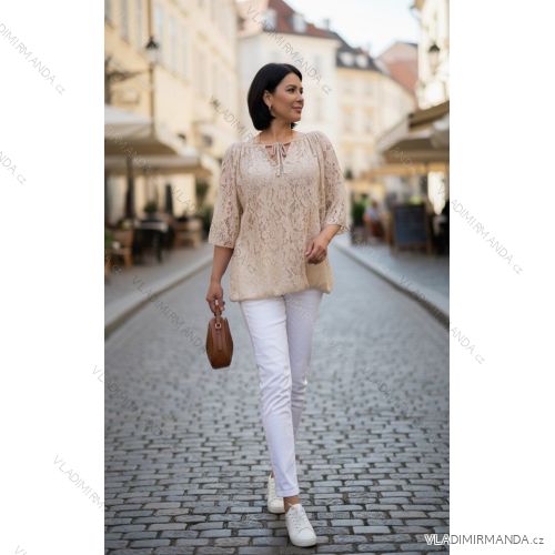 Tunika krajková 3/4 dlhý rukáv dámska nadrozmer (50/52/54 ONE SIZE) TALIANSKA MÓDA IMD26013