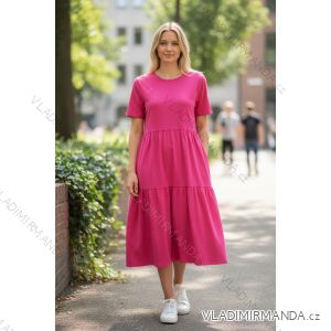 Šaty letné s vreckami krátky rukáv dámske nadrozmer (48/50/52 ONE SIZE) TALIANSKA MÓDA IMD26016