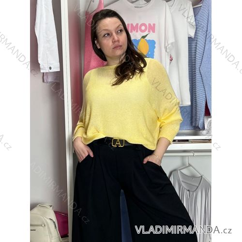 Sveter tenký oversize dlhý rukáv dámsky (M/L/XL ONE SIZE) TALIANSKA MÓDA IM426057/DUR  žlutá M/L/XL