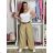 Nohavice elegantní dlhé s opaskom dámske BEATA (S/M/L ONE SIZE) TALIANSKA MÓDA IMWHA261112/DU S/M/L béžová