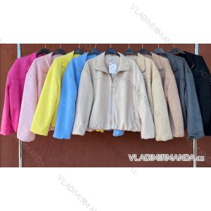 Bunda koženková dlhý rukáv dámska (S/M/L ONE SIZE) TALIANSKA MÓDA IMC26042