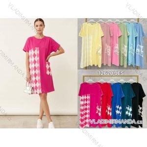 Šaty krátke letné krátky rukáv dámske nadrozmer (50/52/54 ONE SIZE) TALIANSKA MÓDA IMC26043