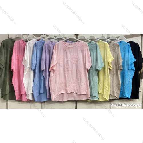 Tričko krátky rukáv dámske nadrozmer (54/56/58 ONE SIZE) TALIANSKA MÓDA IMC26044