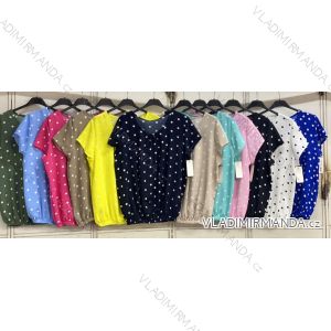 Tričko s gumou krátky rukáv dámske nadrozmer (46/48/50 ONE SIZE) TALIANSKA MÓDA IMC26045